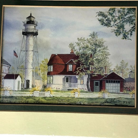 Lighthouse Prints 5x7 Mark Sherman Boca Grande Coney Island Matted Green Decor - Picture 7 of 10